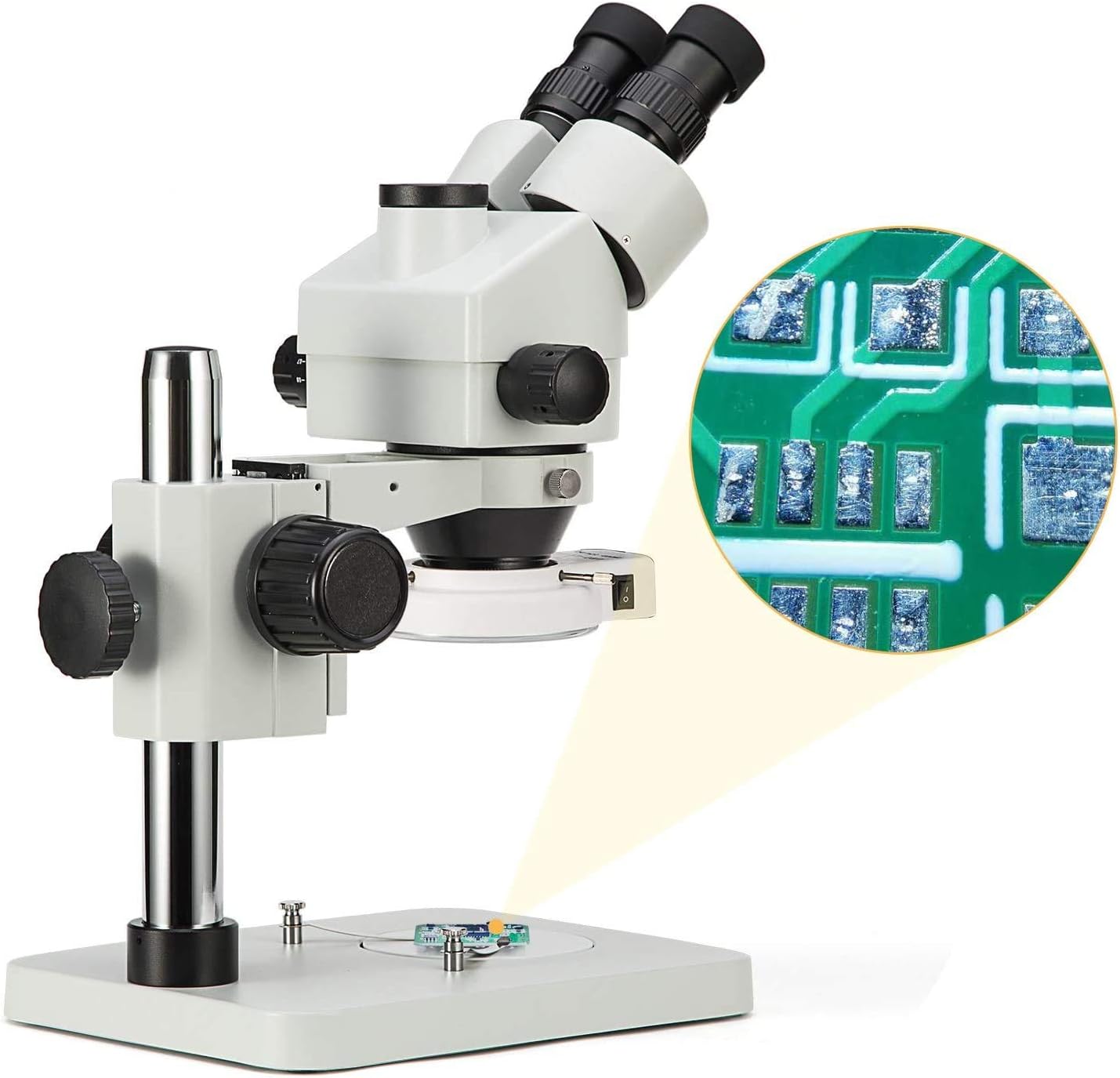 SWIFT Digital Professional Trinocular Stereo Zoom Microscope,WF10X Eyepieces,3.5X-90X Magnification,0.7X-4.5X Zoom Objective,56-Bulb LED Ring Light