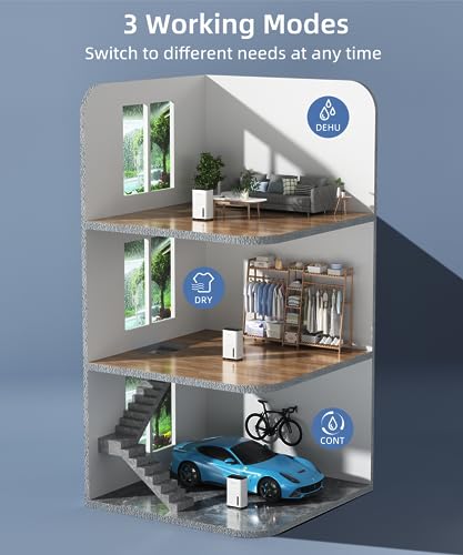 50 Pints Dehumidifier for Basement, Britsou Dehumidifiers for Home with Drain Hose - Quiet Smart Dehumidifier with 3 Modes, 24 Hr Timer