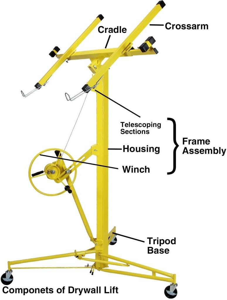 Drywall Lift Rolling Panel Hoist Jack Lifter Construction Caster Wheels Lockable Tool (16FT)