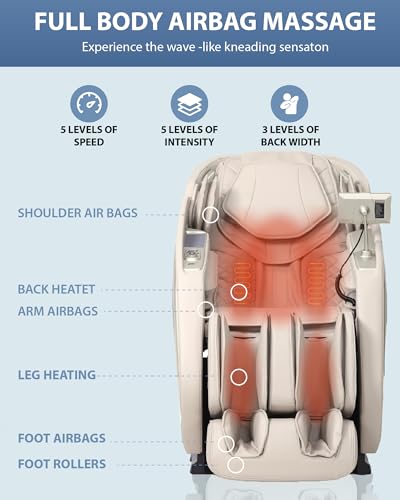 4D Massage Chair: Full Body Zero Gravity Massage Chair Full Body SL Track Chair Massage Black