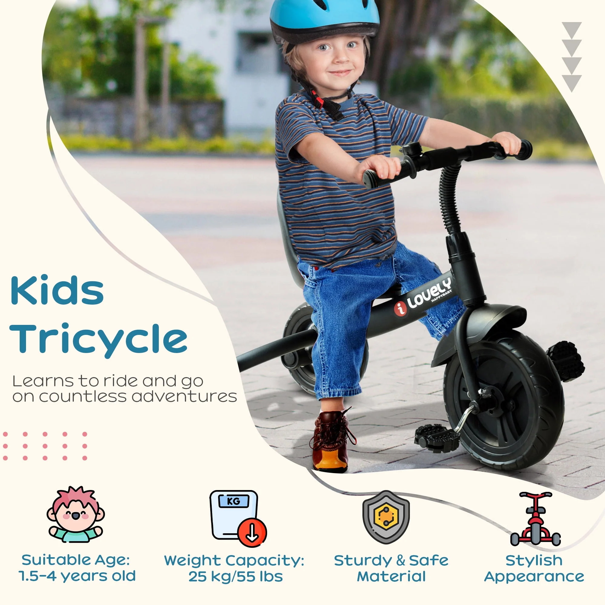 Qaba Tricycle for Kids Age 2-5, Toddler Bike for Children, Pink