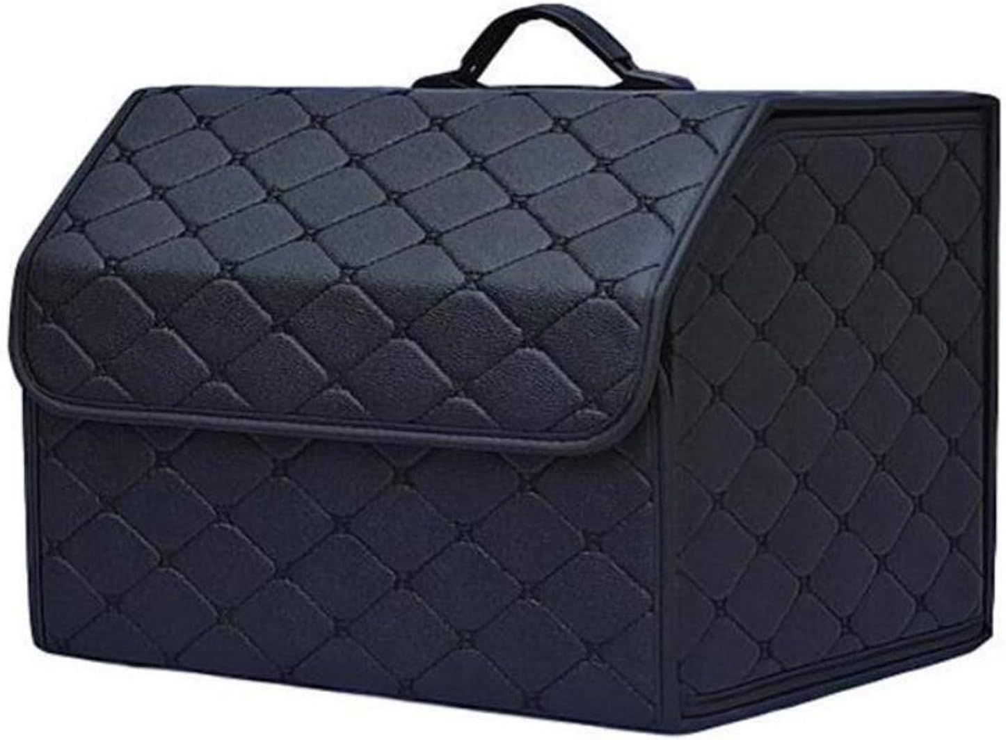 Car Truck Organizer Heavy Duty Waterproof PU Leather Portable Cargo Storage Box Seat Back Container Foldable Auto Car Back seat Organizer Black -1PCS