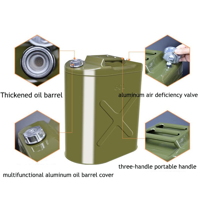 Portable Fuel Tank Stainless Steel Oil Barrel Gas Can,Gasoline Barrel,Thick Fuel Tank,Flexible Spout,Diesel Can for Cars,Trucks and Boat,50L
