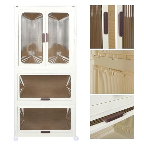 Portable Wardrobe Cabinet, Stylish Small Wardrobe Foldable Organizer for Bedroom (Transparent), Genericqedb51k3vg-11