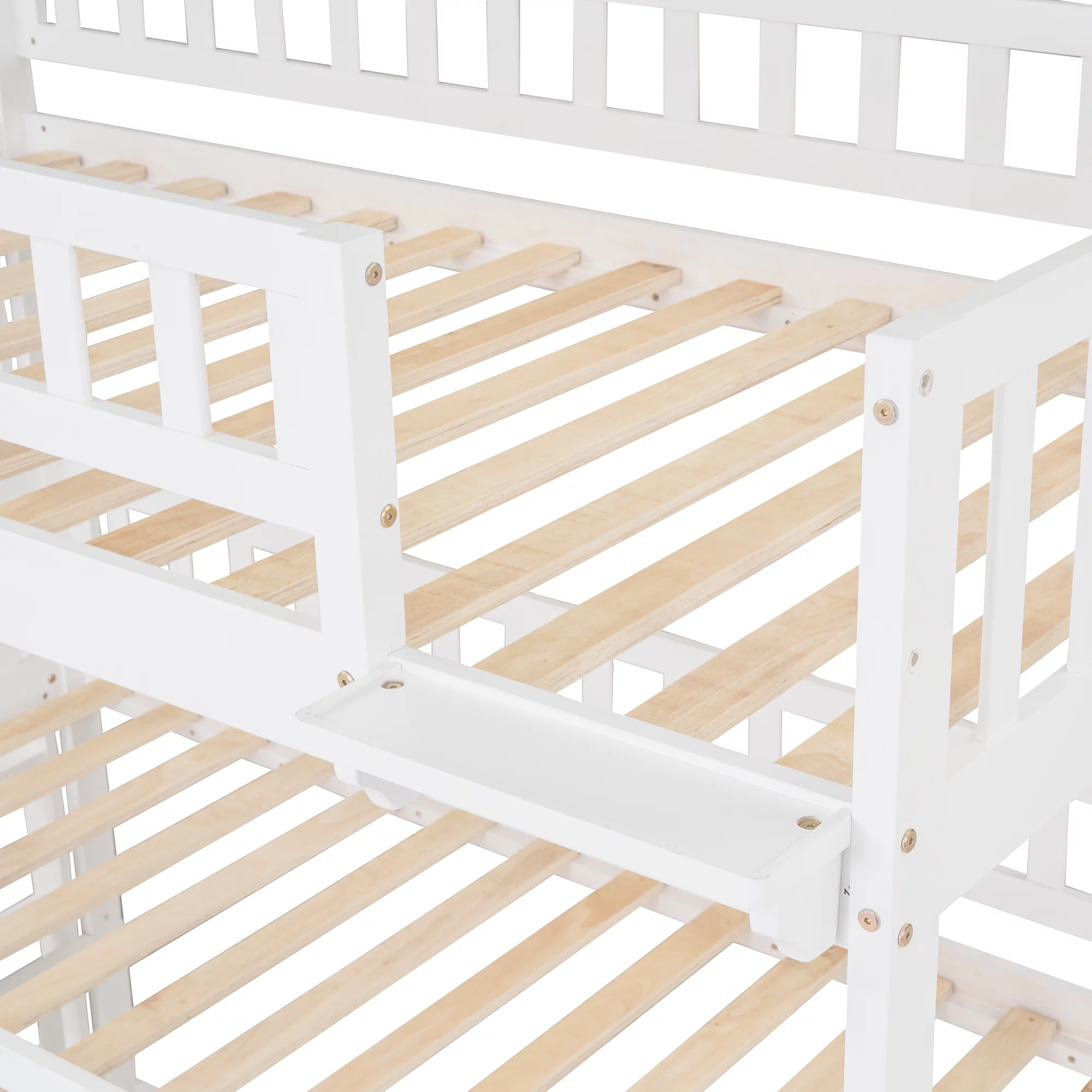 Bellemave Triple Bunk Bed with Slide, Wood Twin Over Twin Over Twin 3 Bunk Bed with Built-In Ladder and Guardrails, Triple Bed for Kids, Teens, Boys