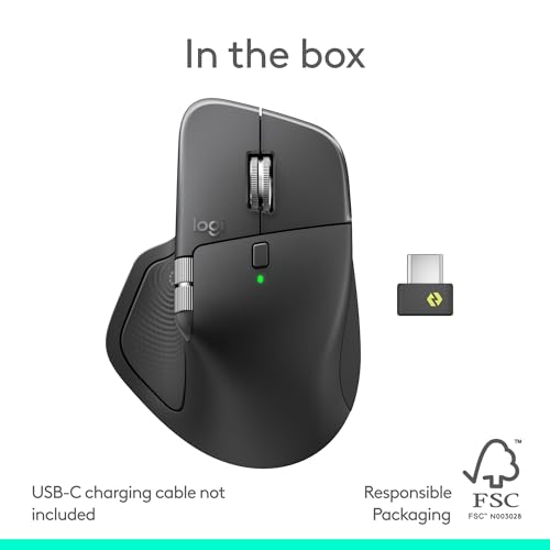 Logitech MX Master 4, Ergonomic Wireless Mouse with Advanced Performance Haptic Feedback, Ultra-Fast Scrolling, USB-C Charging, Bluetooth, Windows