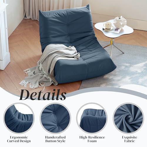 Bean Bag Chair for Adults - Suede & Microfiber Fireside Floor Chair, Comfortable Corner Lounge Sofa for Living Room, Bedroom, Office (3-Seater, Beige)