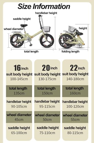 LSQXSS 20inch Folding Bicycles for Traveling Hanging Out,7-speeds Hybrid Bikes,Commuter Bike with Shock Absorber Spring,Integrated Three-Knife Wheel