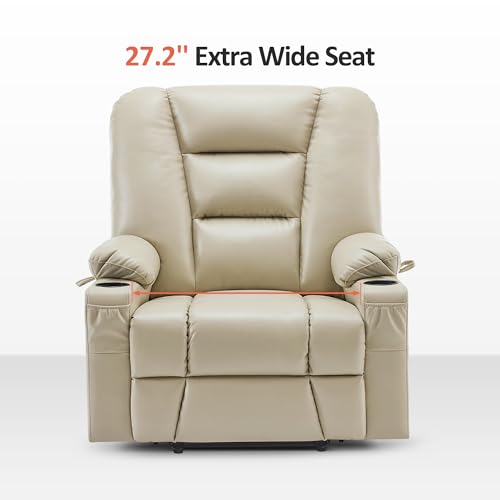 MCombo Small Power Lift Recliner Chair with Massage and Heat for Petite People, Cup Holders, USB Ports, Side Pockets, Faux Leather 7569 (Small