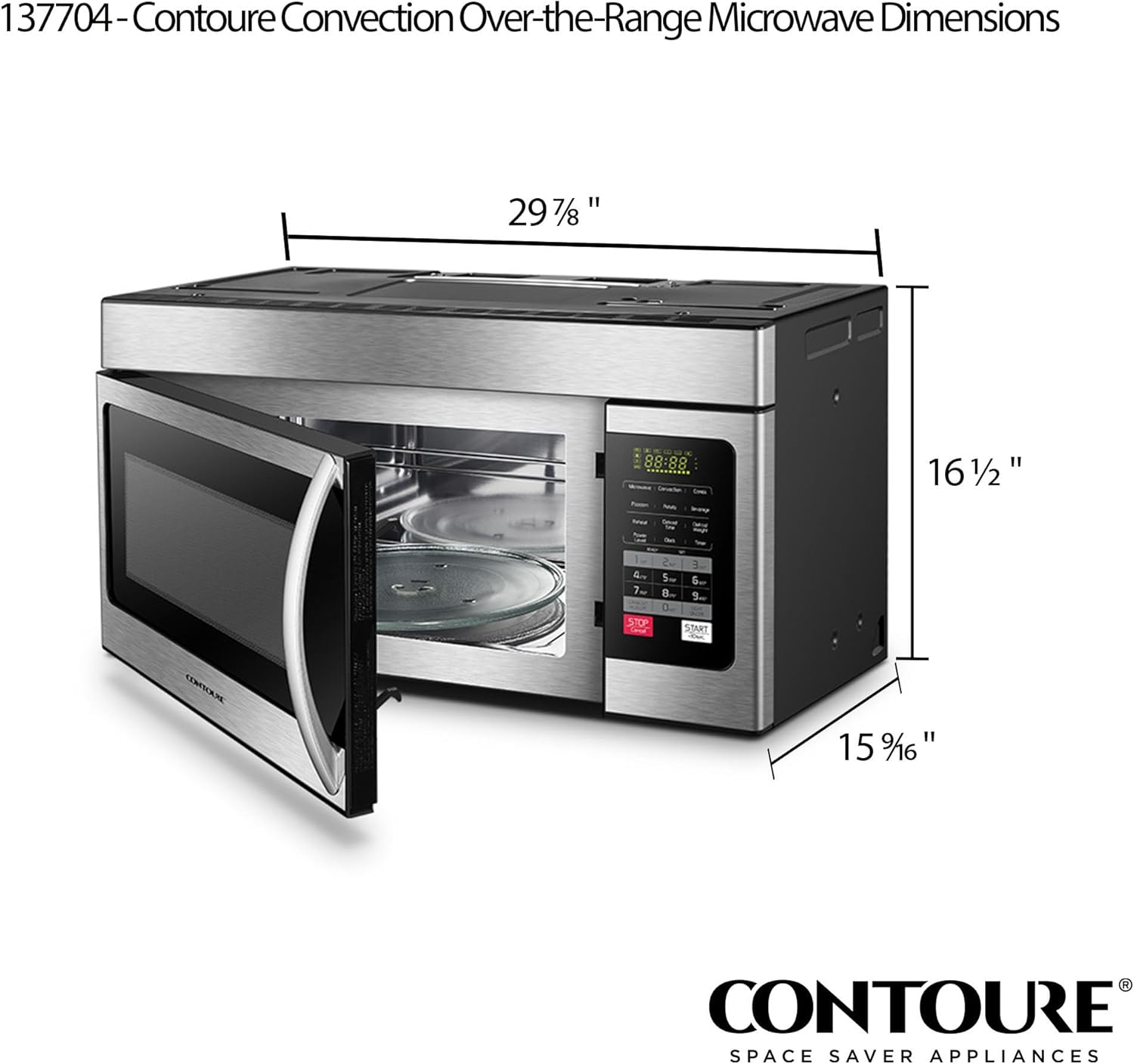 RV Convection Microwave 1.6 cu.ft. | 1000W Power | 4 Auto-Cook Menus | LED Display | Easy Install | RV-500-OTR