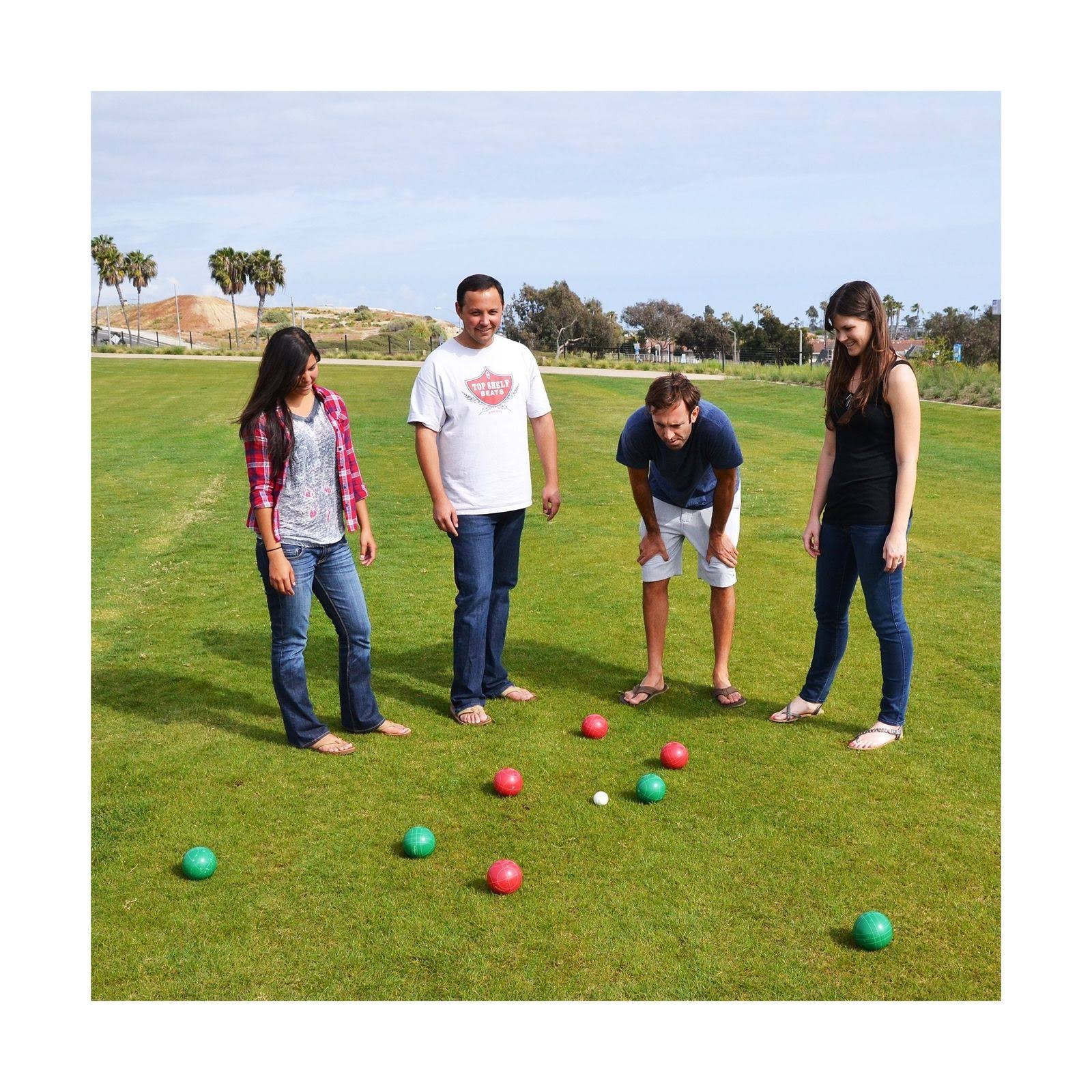 Gosports Premium 100mm Official Regulation Size Bocce Set with 8 Balls, Pallino, Case, and Measuring Rope