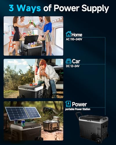 Car Fridge Portable 12 Volt Refrigerator - 53 Quart(50L) Electric Cooler with 12/24V DC&110-240V AC for Truck Van RV Camper SUV