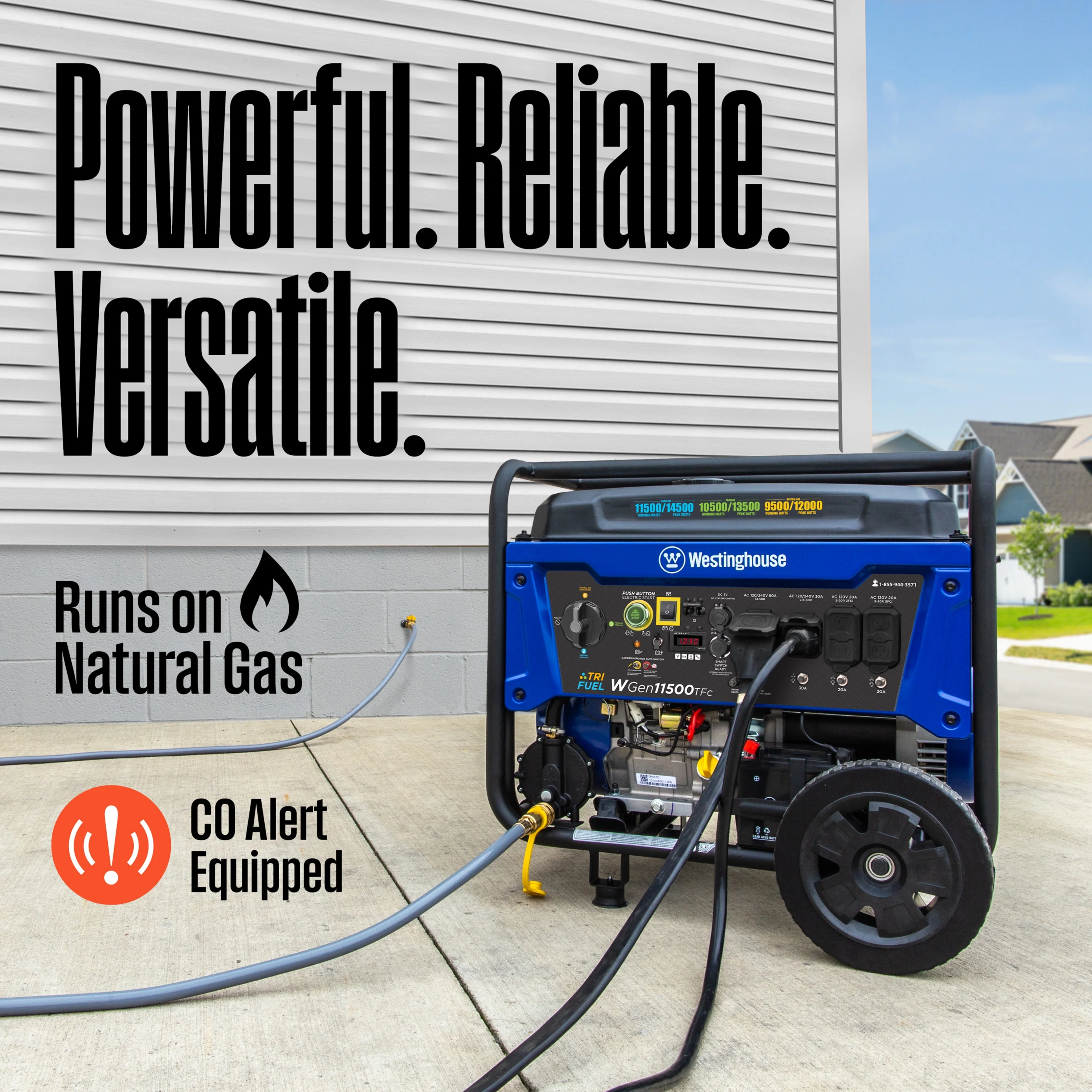 Westinghouse 14,500 Watt Tri-Fuel Portable Generator, Home Backup, CO Sensor - Smart Home Appliances