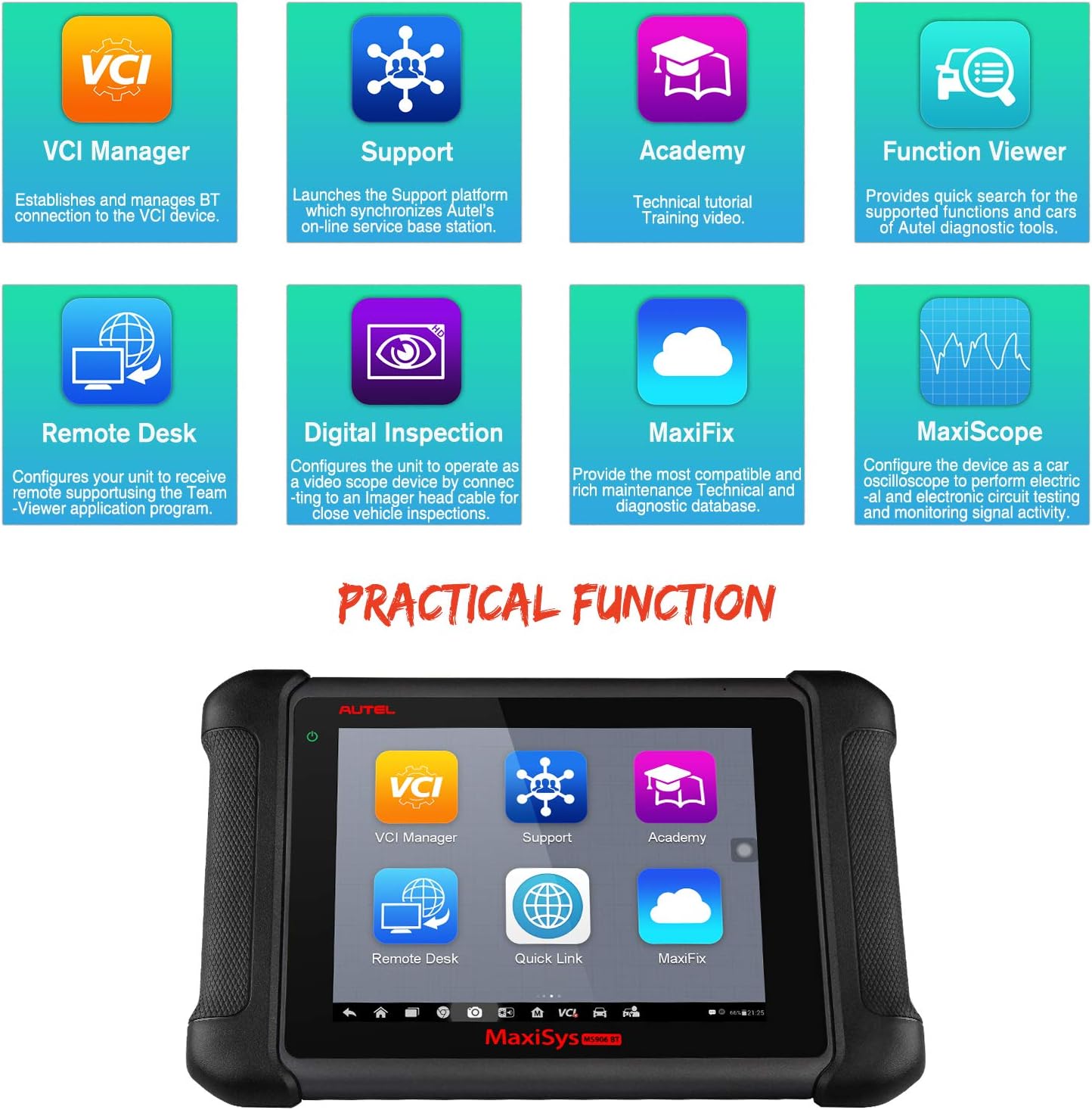 Autel Scanner MaxiSys MS906BT, 2022 Newest Automotive Scan Tool, US Version of MaxiCOM MK906BT, Upgraded of MS906 DS808 MP808, ECU Coding