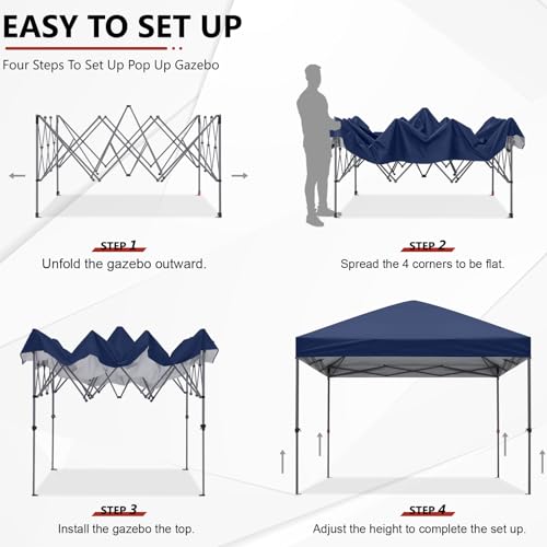 ABCCANOPY Durable Easy Pop up Canopy Tent 10x10, Red