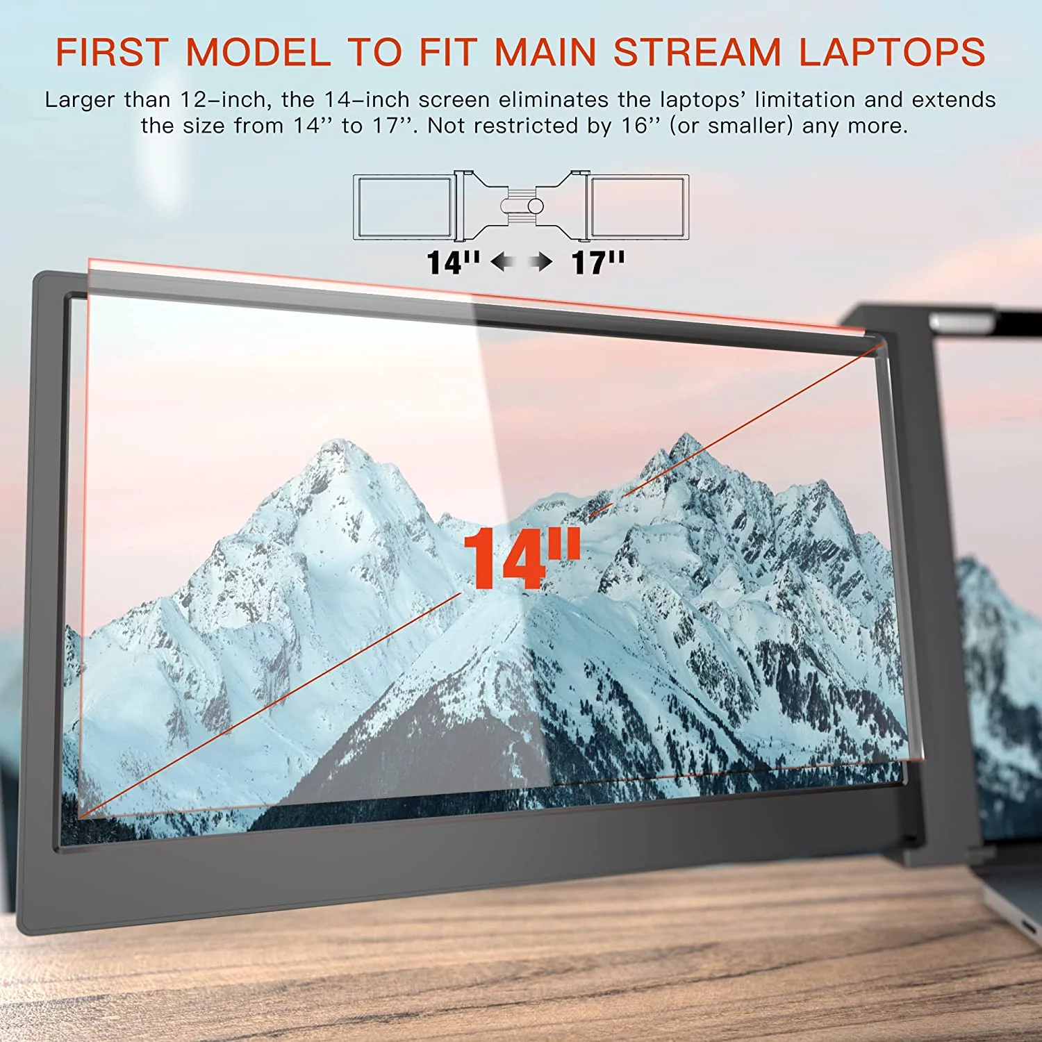 LIMINK Portable Triple Monitor Extender with 14inch Screen Used for 15-17inch Laptop Workstation Laptop Expansion Screen FHD 1080P Folding Screen IPS