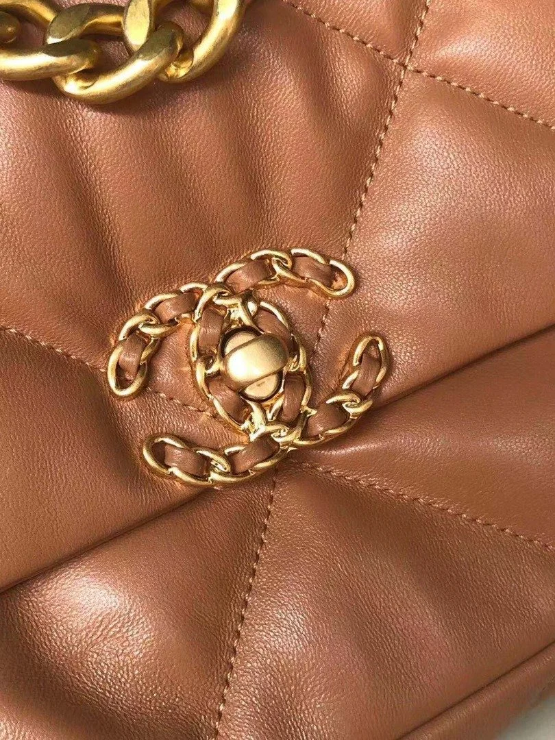 Chanel 19 Handbag 26cm Brown For Women AS1160