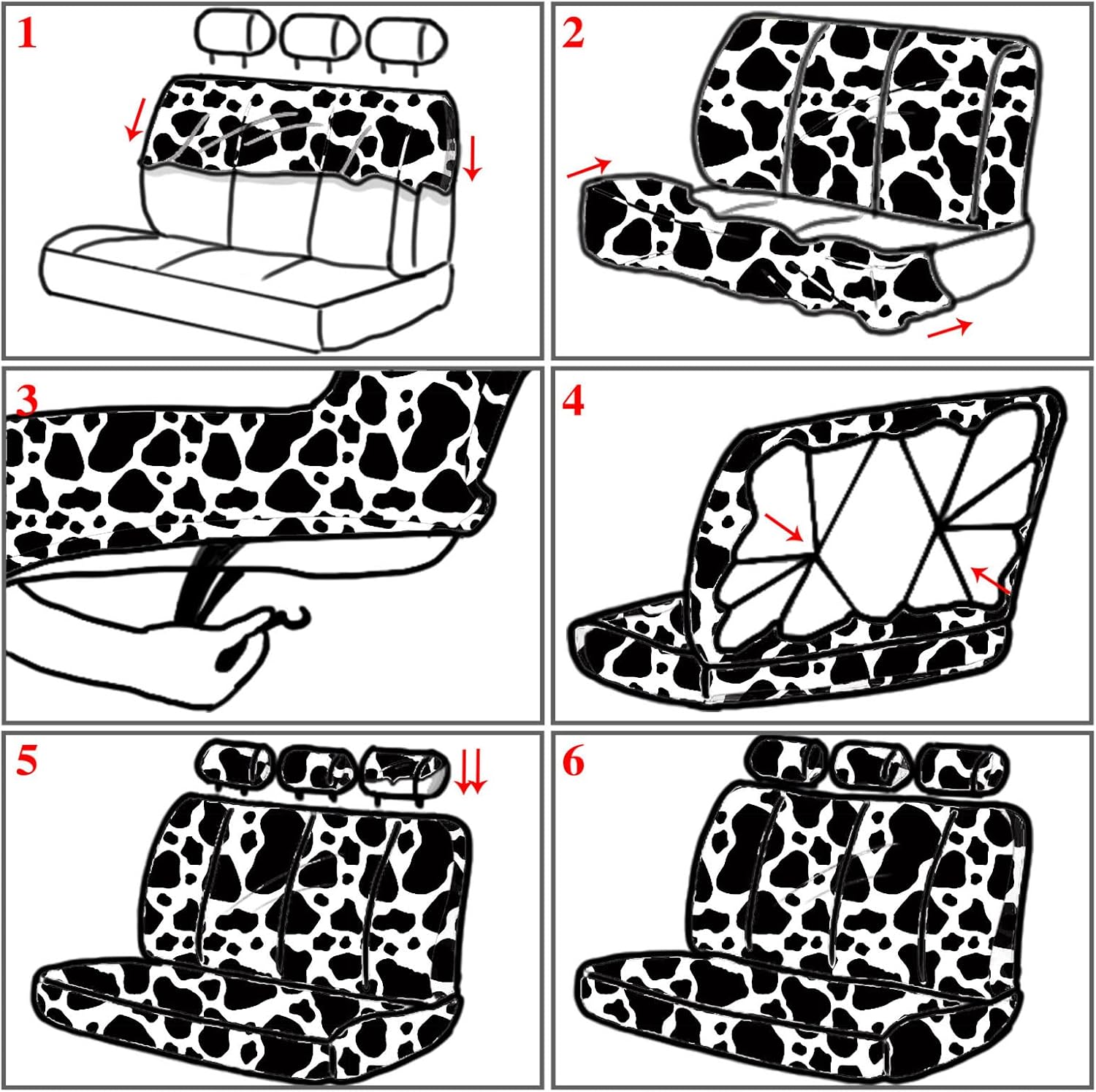 17 Pieces Cow Print Car Accessories Set