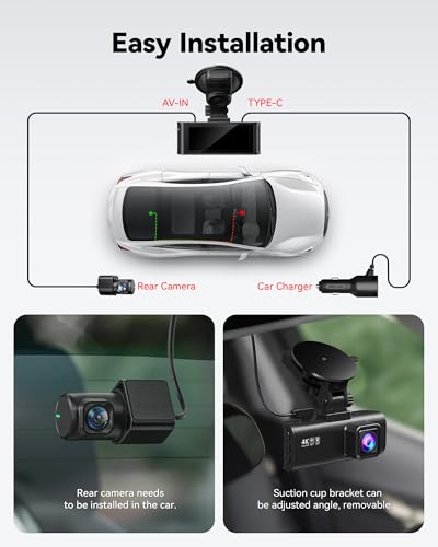 REDTIGER Dash Cam Front Rear, 4K/2.5K Full HD Dash Camera for Cars, Included 32GB Card, Built-in Wi-Fi GPS, 3.16” IPS Screen, Night Vision
