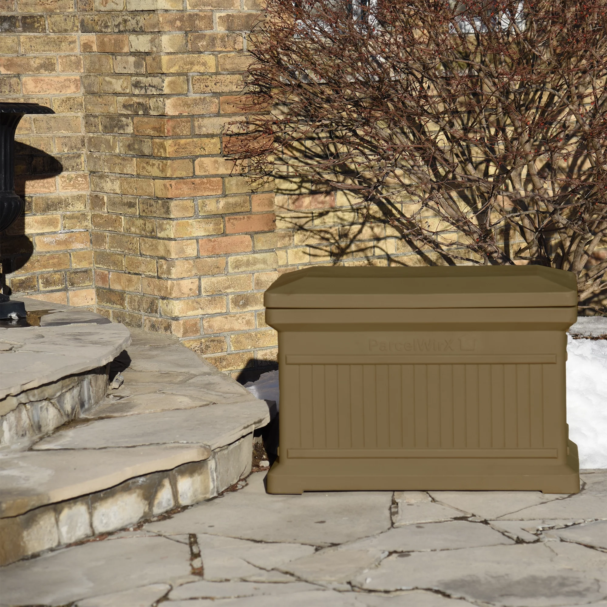 RTS Home Accents ParcelWirx Horizontal Large Package Delivery Box with Lift Off Lid, Oak Color