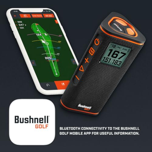 Bushnell Golf Wingman View GPS Speaker | LCD Screen, Magnetic Mount, Music & Audible Distances for 36,000+ Courses, Wireless Remote, 36-Hole Battery
