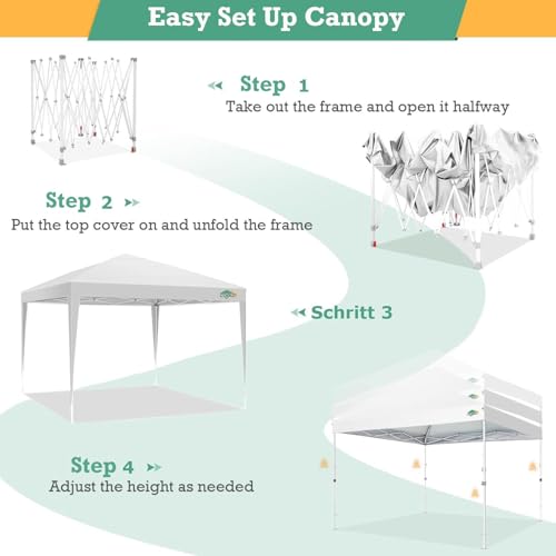 COBIZI 10x10 Pop up Canopy Tent Protable Canopy Tent with 4 Sidewalls Waterproof Commercial Instant Shelter for Parties, Wedding