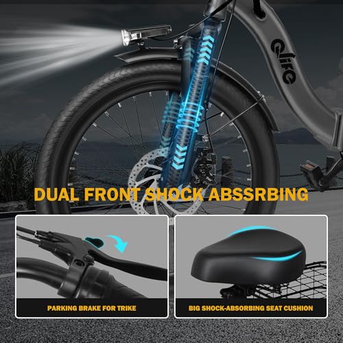 Triker Electric Bike, Peak 750W Brushless Motor Folding Trike Ebike, 468Wh Removable Battery, Step-Thru 3 Wheel Electric Bicycle, Up to 50 Miles