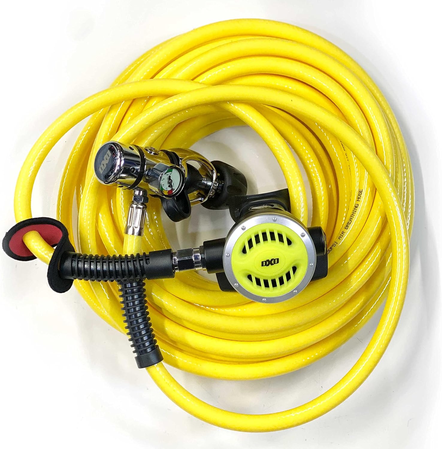 DXDiver Hookah Kayak Diving Regulator Hose Kit DxD First and Second Stage Reg Button Gauge Long Hose Ideal for Boat Cleaning Dock Maintenance and