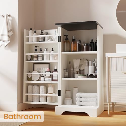 72" Tall Farmhouse Kitchen Pantry Cabinet, Large Storage Cabinet with 6 Adjustable Shelves, 4 Barn Doors & Drawer for Bathroom, Dining Room, Brown