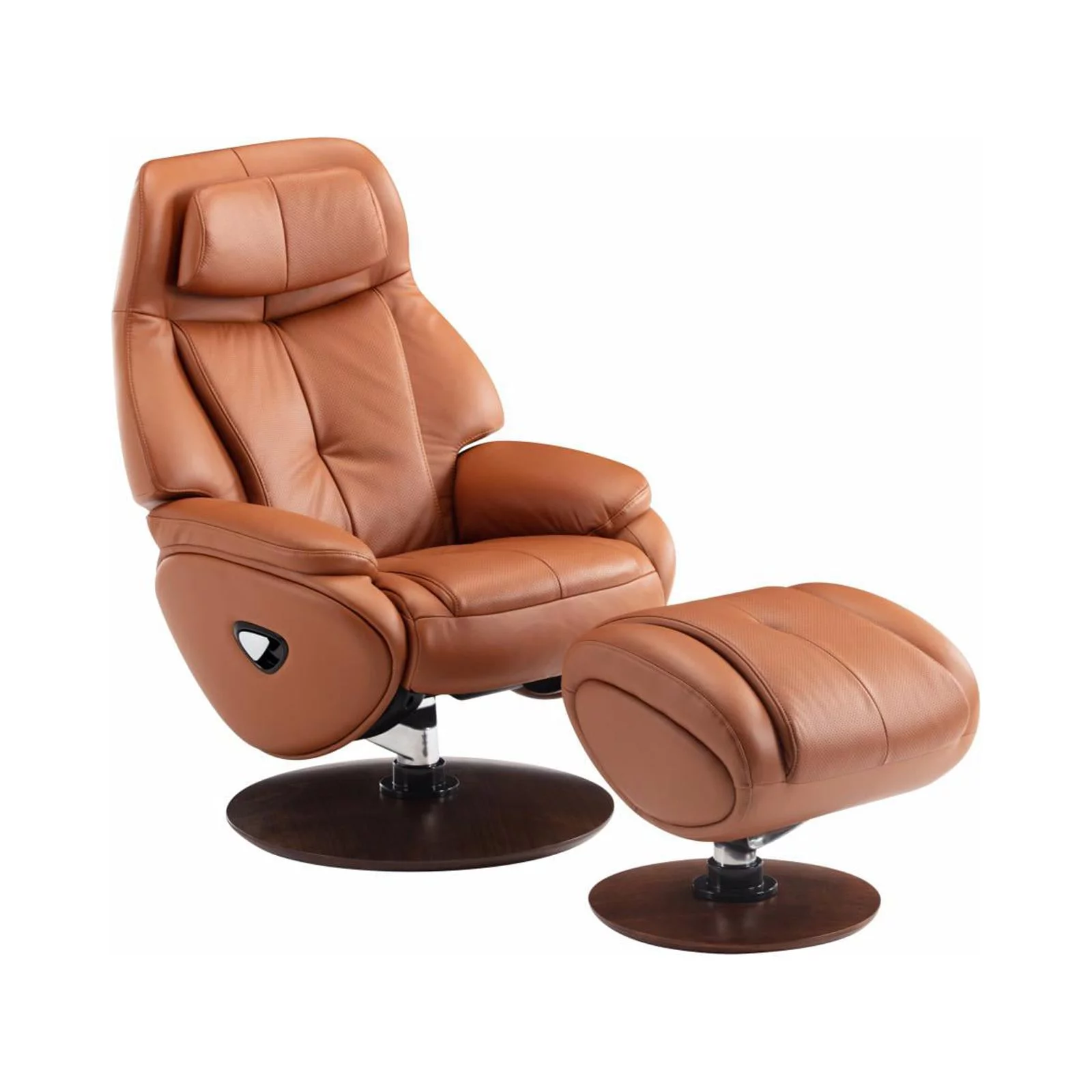Barcalounger Marjon Leather Pedestal Recliner with Ottoman