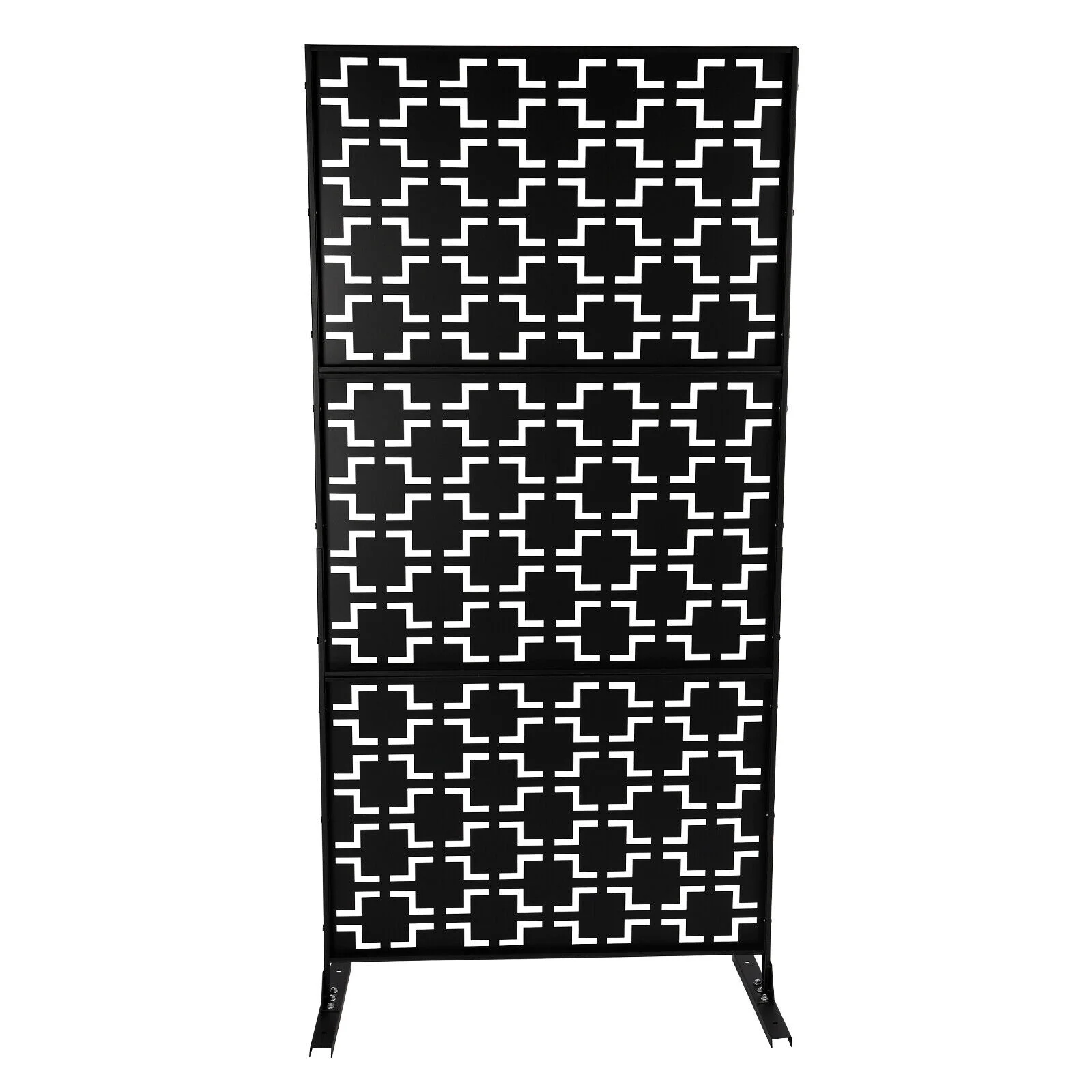 ZhdnBhnos Outdoor Decorative Privacy Screen Panel with Stand, Freestanding Planter Wall Metal Yard Fence Panels Black