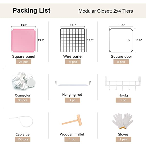 YOZO Cube Storage Organzier Portable Closet Wardrobe Bedroom Dresser (71x14x71 inches) Portable Closet Cube Shelf Armoire Pantry Cabinet, 25 Cubes