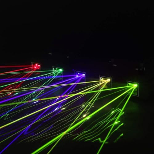 U`King Stage Laser Light, 5 Beam Sound Activated DJ Party Lights RGBYC LED Music Projector with Remote Control DMX for Dancing Birthday Bar Pub Stage