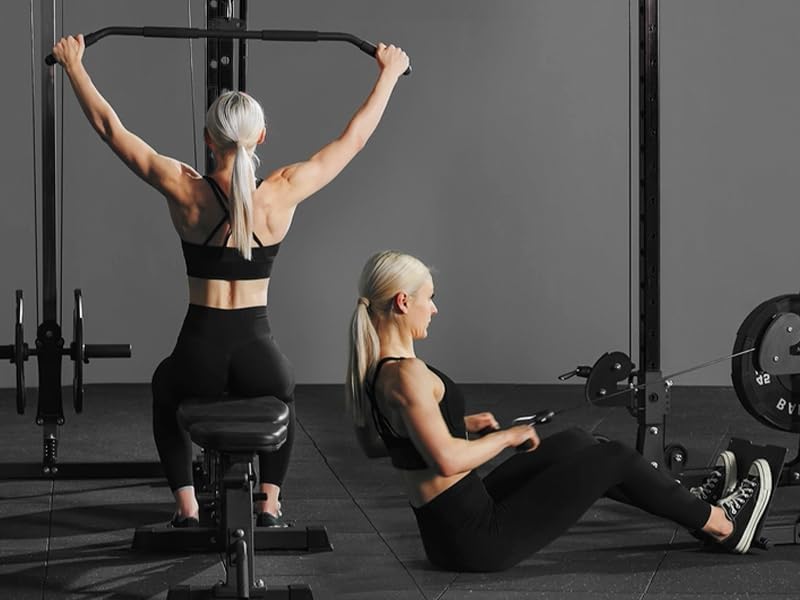 Mikolo Power Cage, Power Rack with Cable Crossover System, 1500LBS Squat Rack with LAT Pull Down System