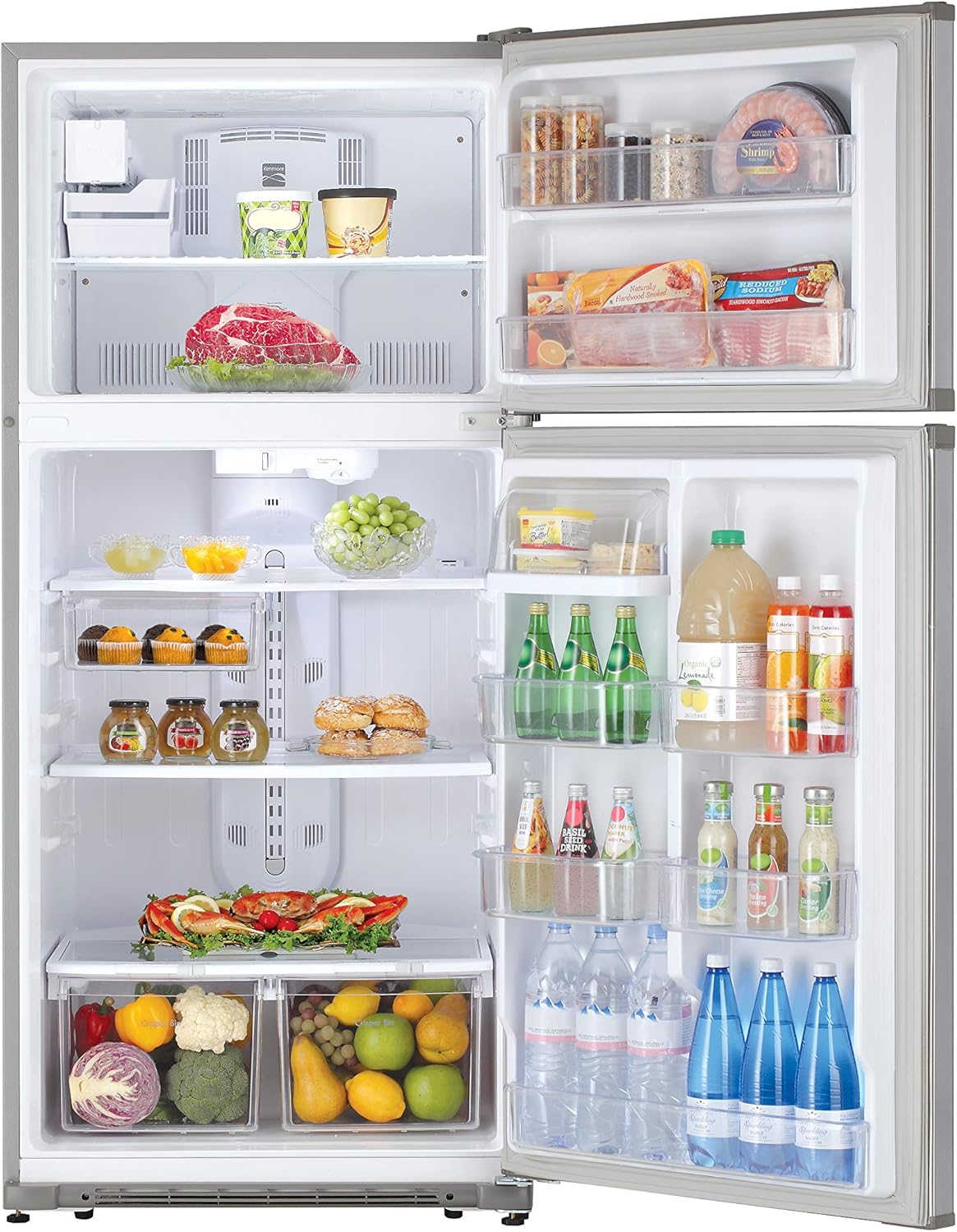 Kenmore 30 Top-Freezer Refrigerator with Ice Maker and 18 Cubic Ft. Total Capacity, Stainless Steel