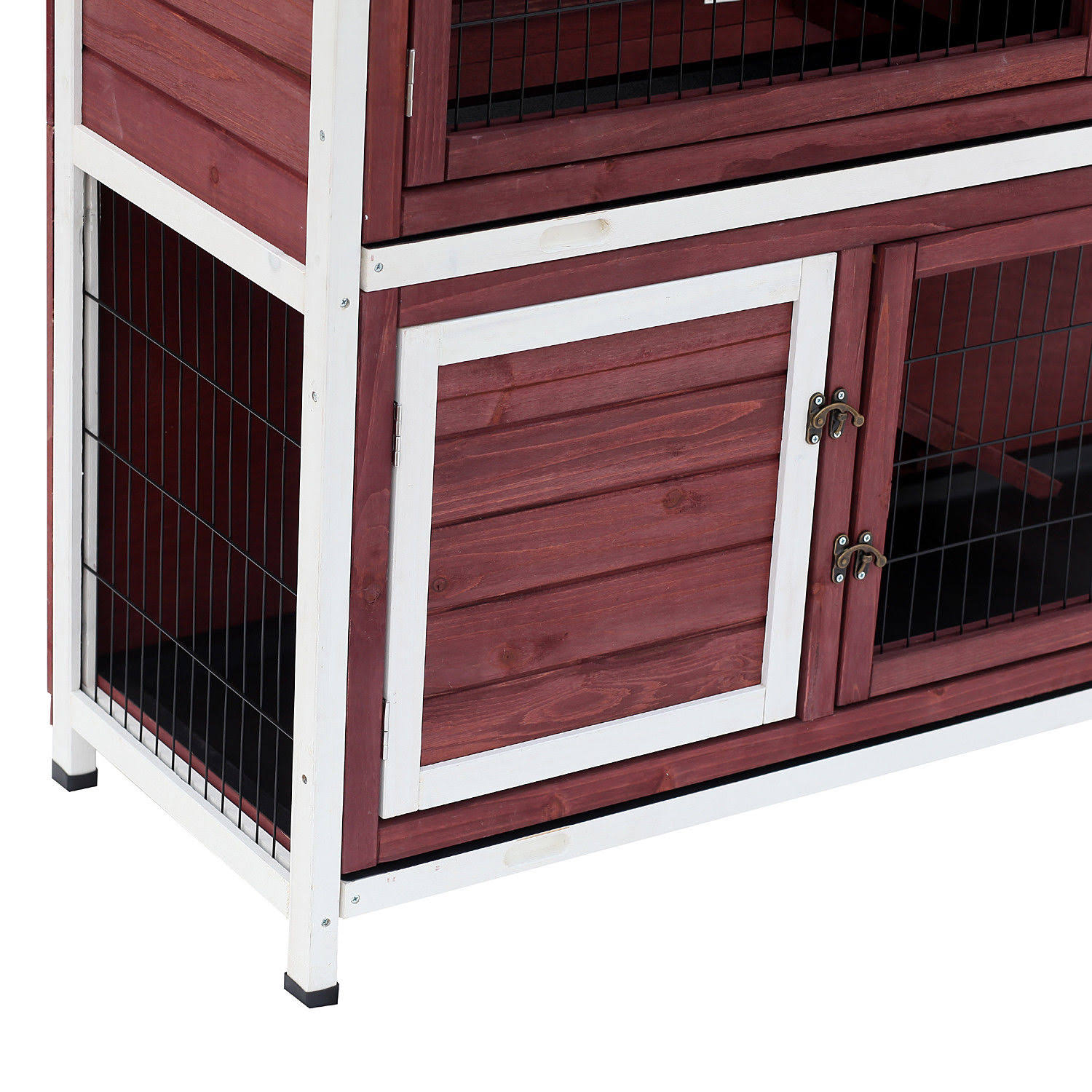Pawhut 48x22 2 Story Elevated Wooden Rabbit Hutch Yard Bunny Cage w/ Tray u0026 Ramp