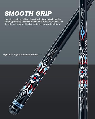 CRICAL Carbon Fiber Pool Cue Stick 58" Billiard Cue Sticks Professional Low Deflection Pool Sticks with 3/8 * 8 Pin Joint and 12.5mm Tip