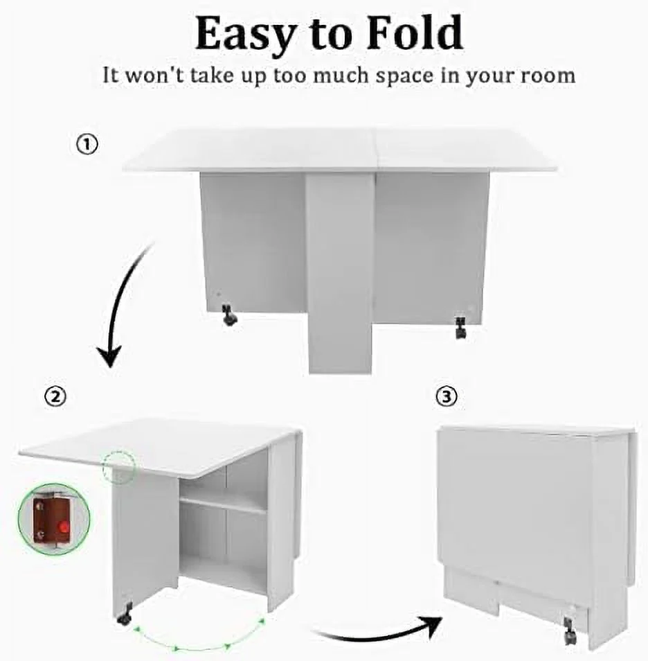 KHBIULIFE Folding Dining Table Drop Leaf Table for Small Spaces with  Racks Multifunction Space Saving Table Extension Dinner Table for Kitchen