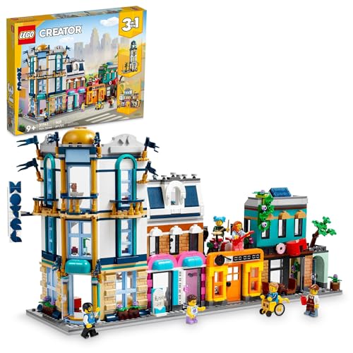 LEGO Creator Main Street 31141 Building Toy Set, 3 in 1 Features a Toy City Art Deco Building, Market Street Hotel