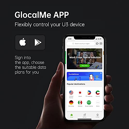 GlocalMe U3 4G LTE Mobile Hotspot, Portable WiFi Hotspot for Travel in 200+ Countries, No SIM Card Needed