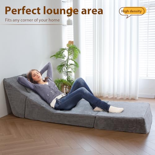 YOSHOOT 3-in-1 Folding Sofa Bed, 7 Inch Convertible Sleeper Chair with Pillow, Fold Out Couch Beds Floor Sofa Lounge for Living Room, Home Office