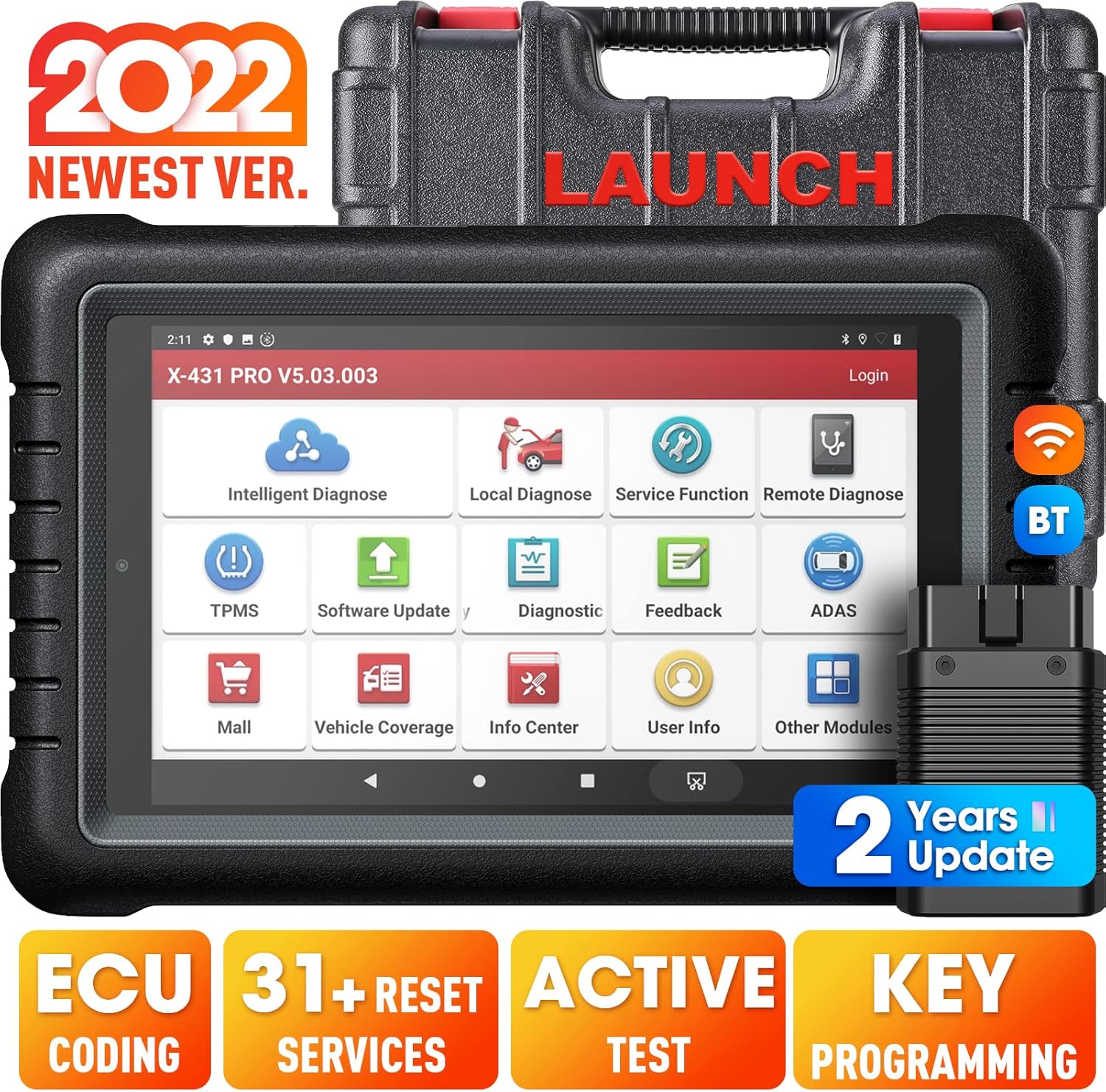 LAUNCH X431 PROS V Diagnostic Tool (Same as X431 V+), 2022 Bidirectional Scan Tool, All System Automotive Scanner, 31+ Services, ECU Coding