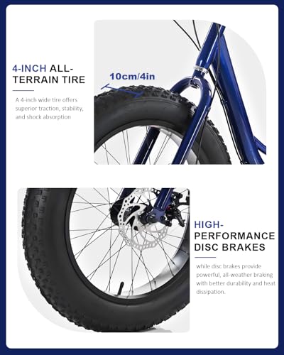 StableRide Adult Tricycle, 20-Inch Fat Tire All-Terrain 3-Wheel Bike, 7-Speed Heavy-Duty, 450lb Capacity, Large Cargo Basket, Dual Disc Brakes