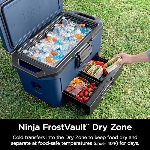 Ninja FB151GY FrostVault 50qt Hard Cooler with Dry Zone, Integrated Fridge-Temp Dry Storage Drawer, Premium Heavy-Duty Insulated Cooler