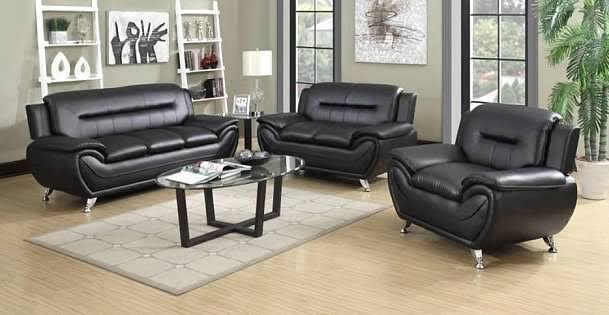 Greatime SS2301 Leatherette Modern Sofa Set Sofa / Redu0026Black