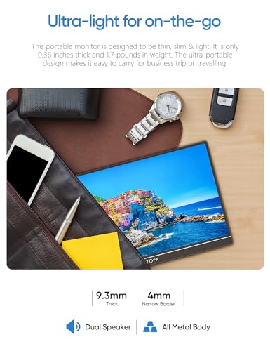 ARZOPA 16.1'' 144Hz Portable Gaming Monitor, 106% sRGB 1080P FHD Kickstand Portable Monitor with HDR, Ultra Slim, Eye Care