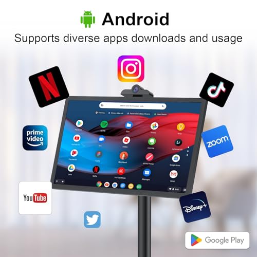 pikiu 32" Smart Screen 1080p Portable Monitor with oncell Touch Screen, Android OS(Support Google Store), Built-in Battery(4-6H)