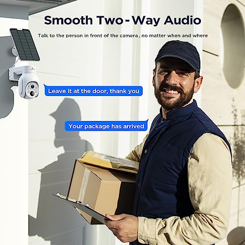 Camcamp Wireless Security Camera System, Solar Powered PTZ 4MP 6 Cam-kit Camera Security System, 500GB HDD NVR,Easy Installation, Color Night Vision