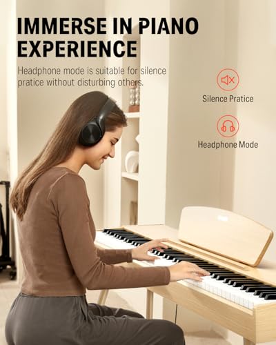 Donner DDP-80 PLUS Digital Piano 88 Key Weighted Keyboard, Home Electric Piano, Supports USB-MIDI & Headphones Connection, Semi-open Cover Designed