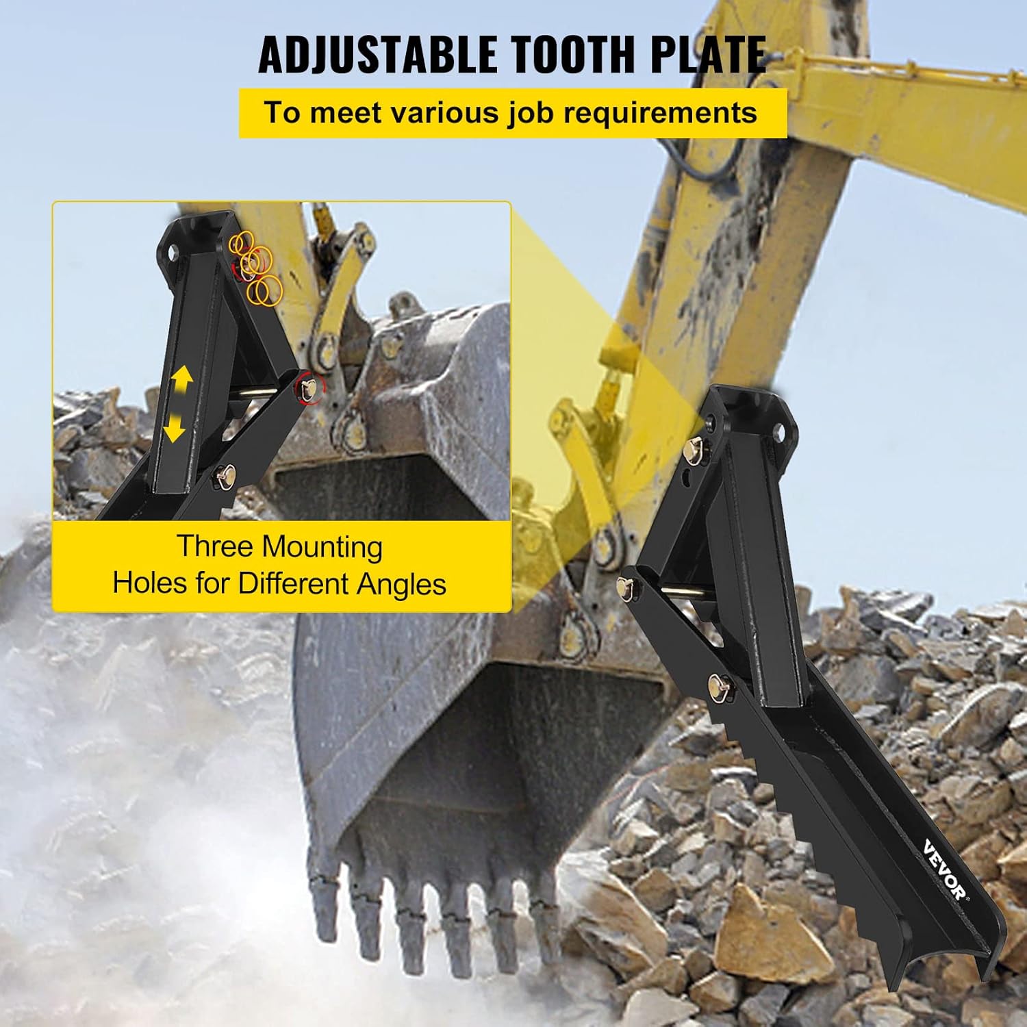 Mophorn 36 inch Backhoe Excavator Thumb Attachments Adjustable Extreme Weld On Backhoe Thumb Hoe Clamp 5/8Inch Teeth Thick Steel Plate 16MM Assembly